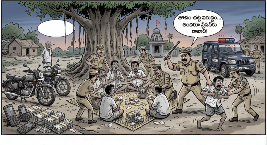 పేకాట స్థావరంపై పోలీసుల ఉక్కుపాదం